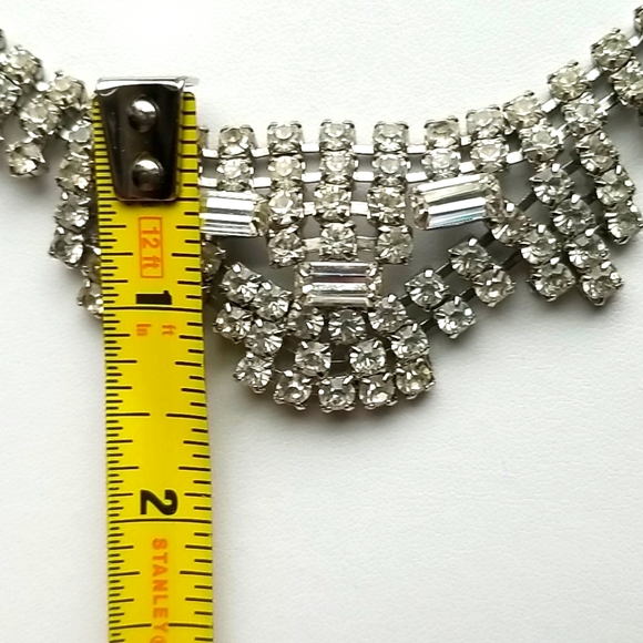 Vintage Mid Century 1950s Glamorous Rhinestone Choker Necklace - Picture 12 of 13